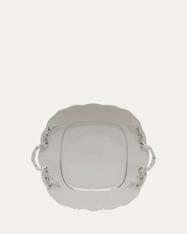Platinum Edge Square Cake Plate with Handles